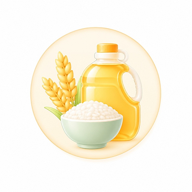小程序金刚区UI图标，粮油食品主题，保留柔和轻渐变轻拟物风格，简约圆润图形，清新柔和马卡龙配色，图形置于浅淡同色系圆形气泡底板，微弱柔和内阴影，干净极简，移动端导航icon，居中构图，白底，1:1正方形，4K超清，无文字