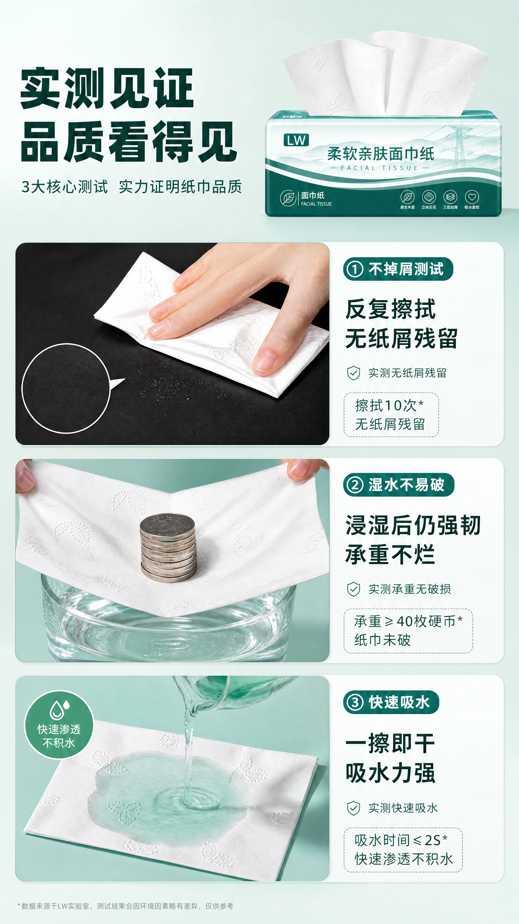 [商品] 使用【图1】LW品牌柔软亲肤面巾纸；保留包装墨绿色+… - 图片创意预览