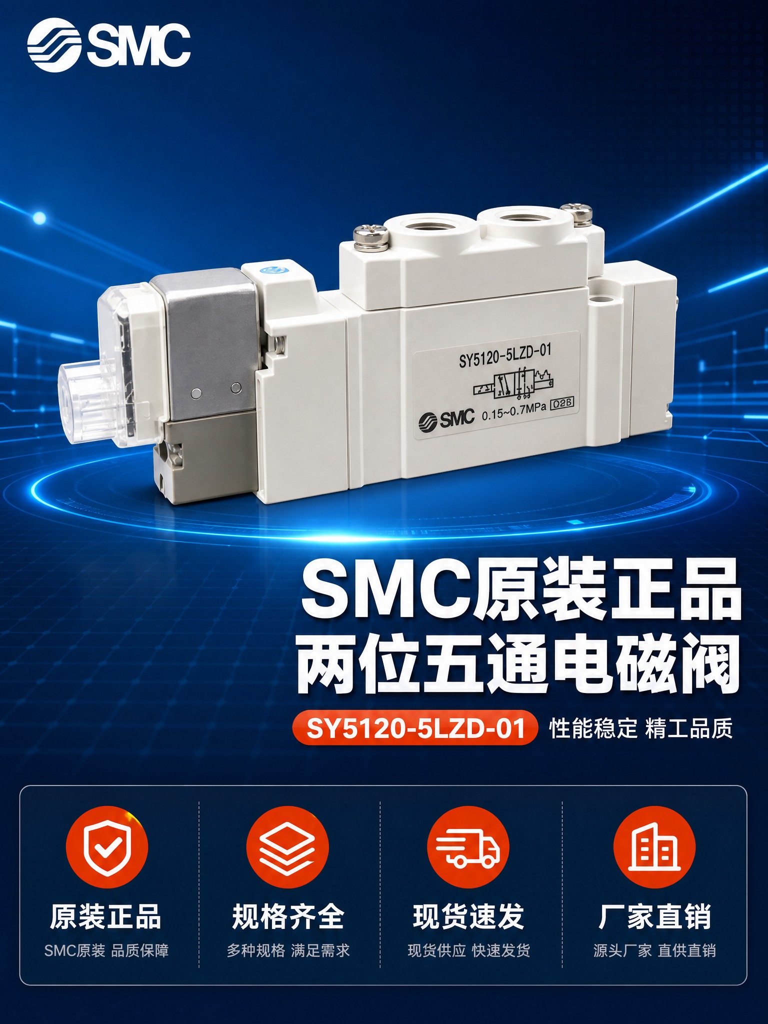 [详情-1] SMC电磁阀专业头图，建立原装正品专业形象。 [… - 图片创意预览