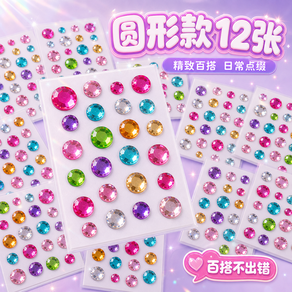 1:1正方形电商SKU主图，甜美可爱马卡龙清新风加水晶肌理质感… - 图片创意预览