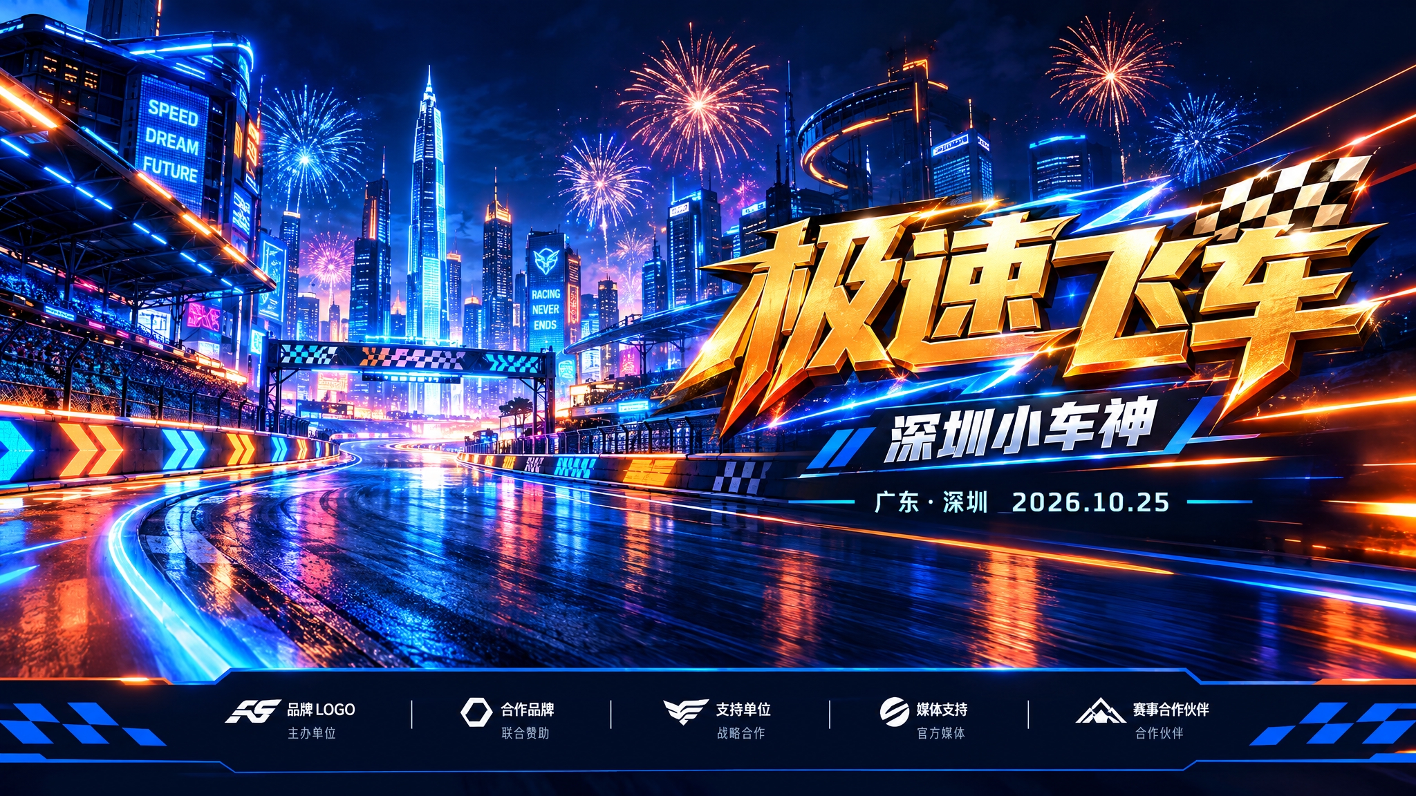 公众号横版封面图，去掉所有小车手人物，画面右侧是金色立体大字标… - 图片创意预览