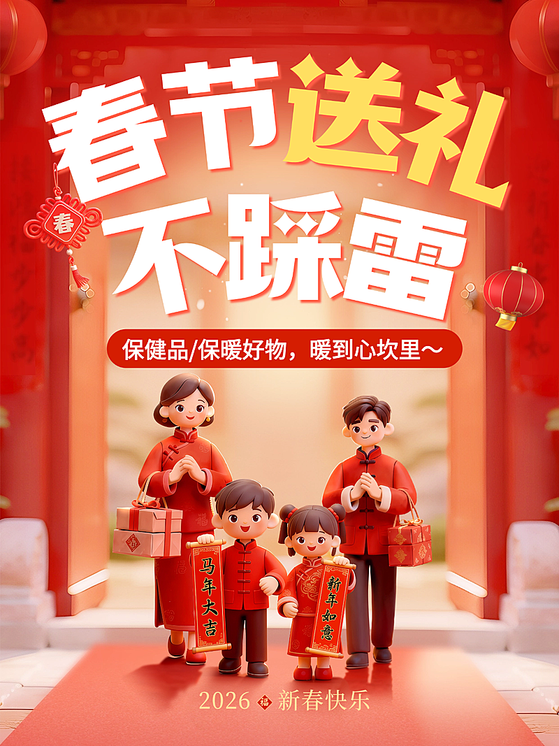 春节营销卖货通用3D感小红书封面