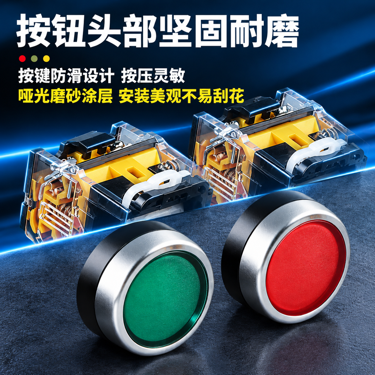 电商主图，按钮开关产品卖点图，工业专业风格，产品精修。 [画面… - 图片创意预览