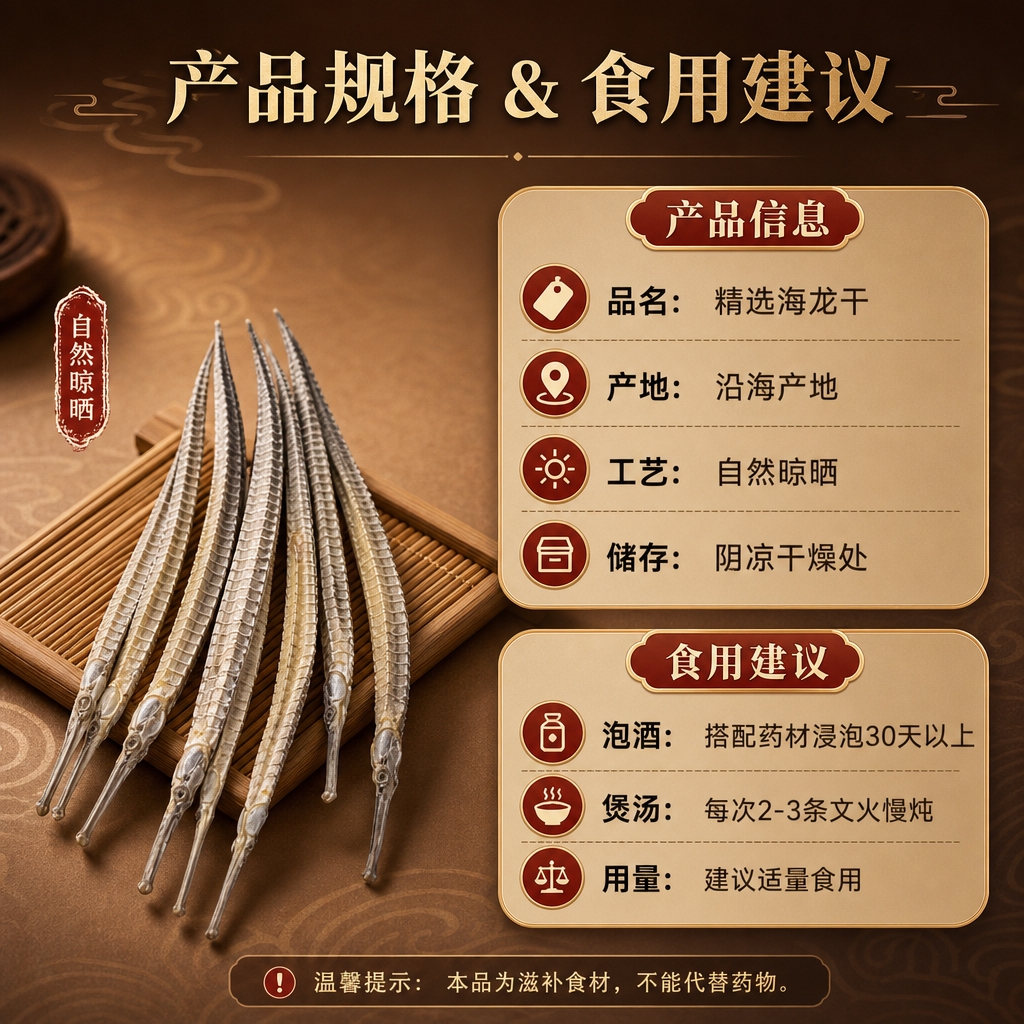 [商品] 使用【图1】海龙干货；保留海龙长条身形、六角纹理结构… - 图片创意预览