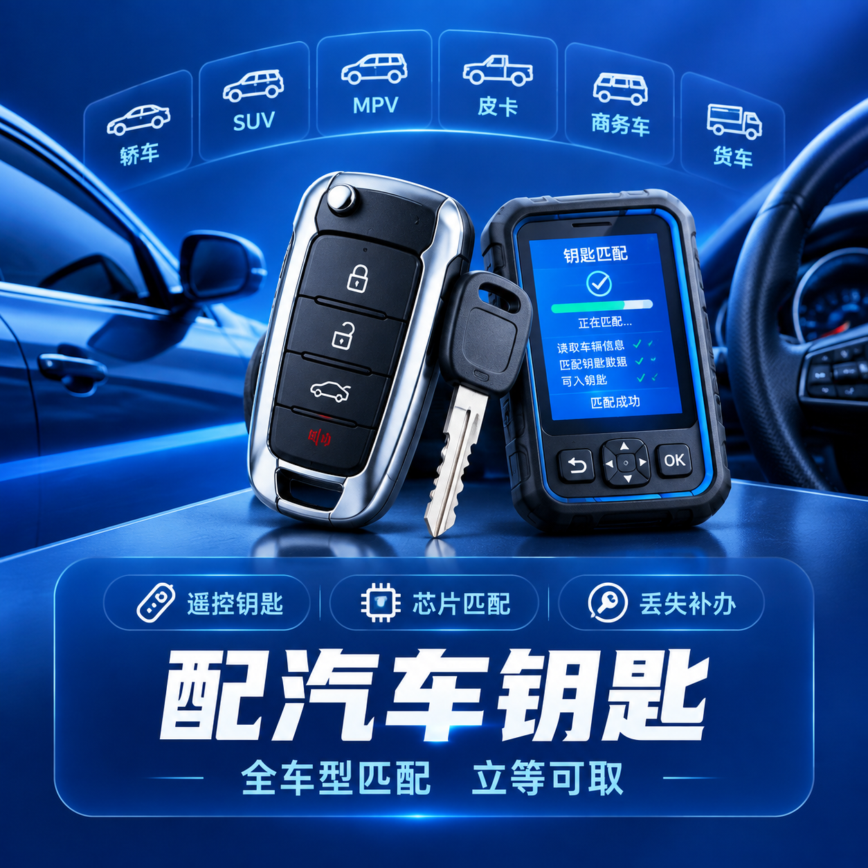 [主图-4] 配汽车钥匙服务主题主图，核心任务是展示专业配汽车… - 图片创意预览