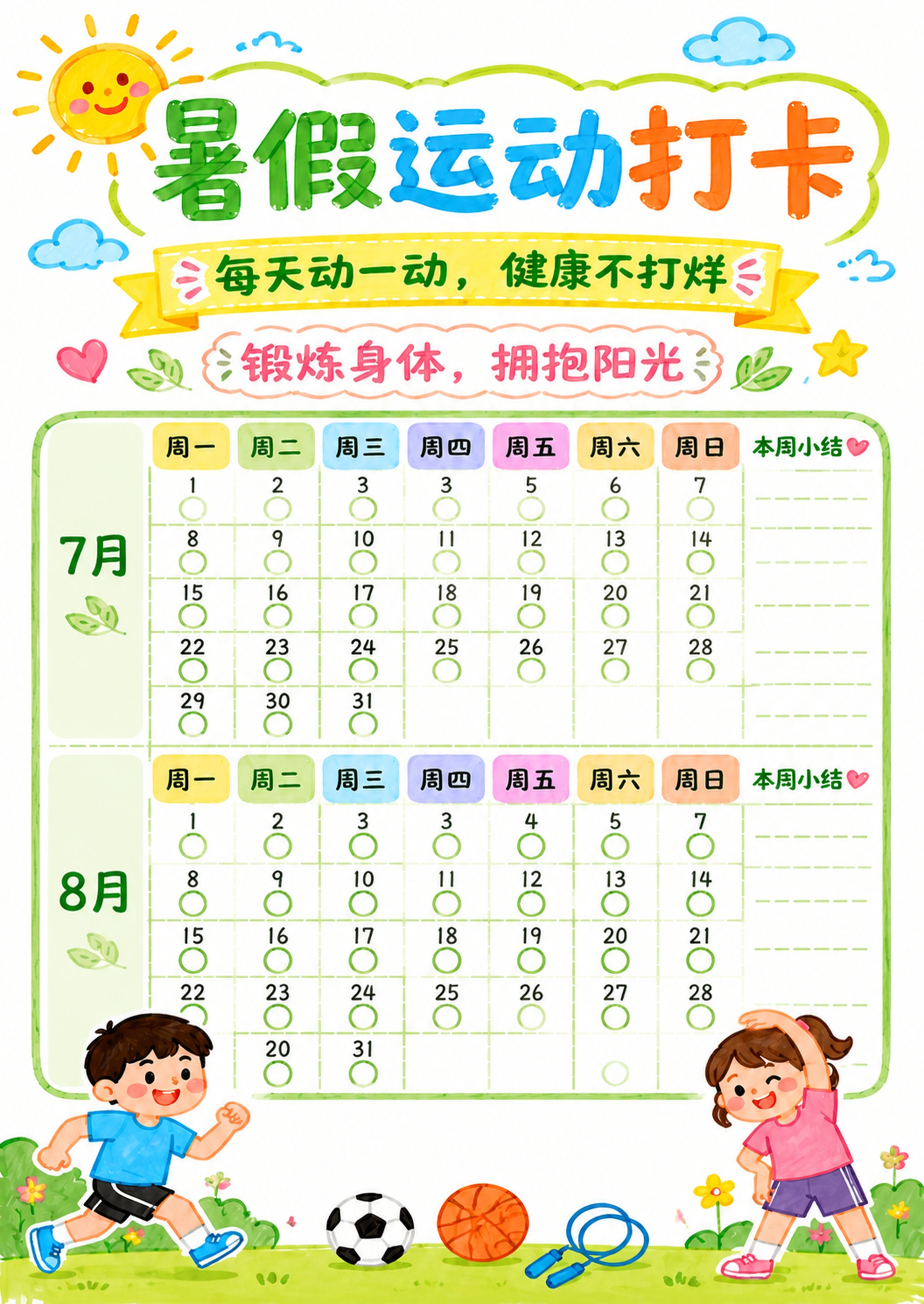 保留原设计：标题文字、简笔画马克笔风格、底部卡通运动人物装饰。… - 图片创意预览