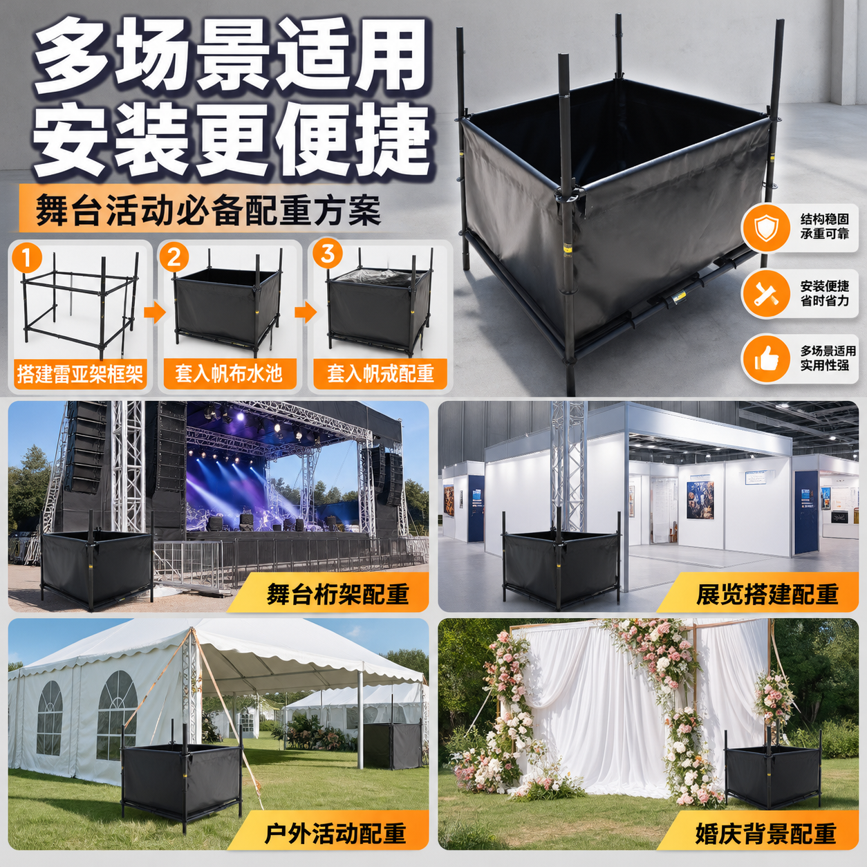 [主图-4] 场景适用与安装图，主题：适用广泛 快速安装 舞台… - 图片创意预览