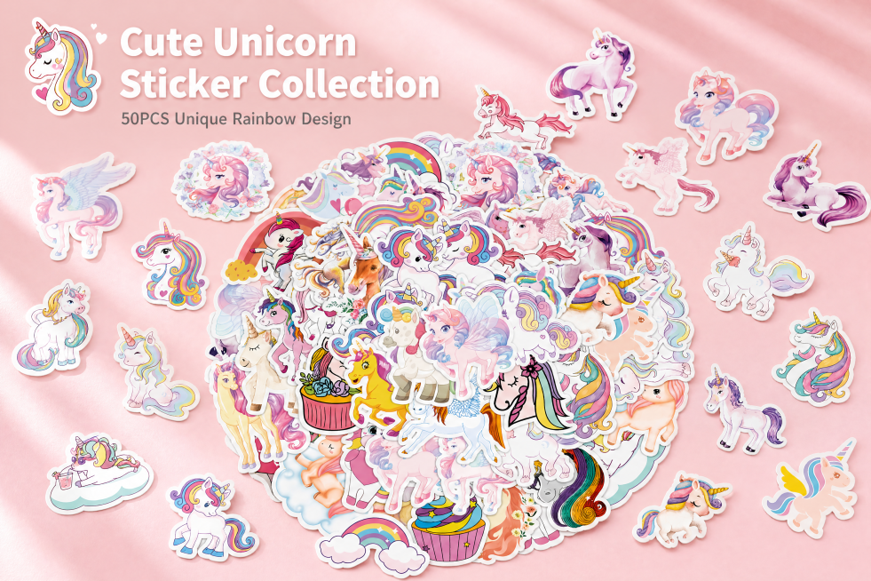 [Brand Positioning Banner] Creative unicorn sticker collection brand display. A large collection of预览效果