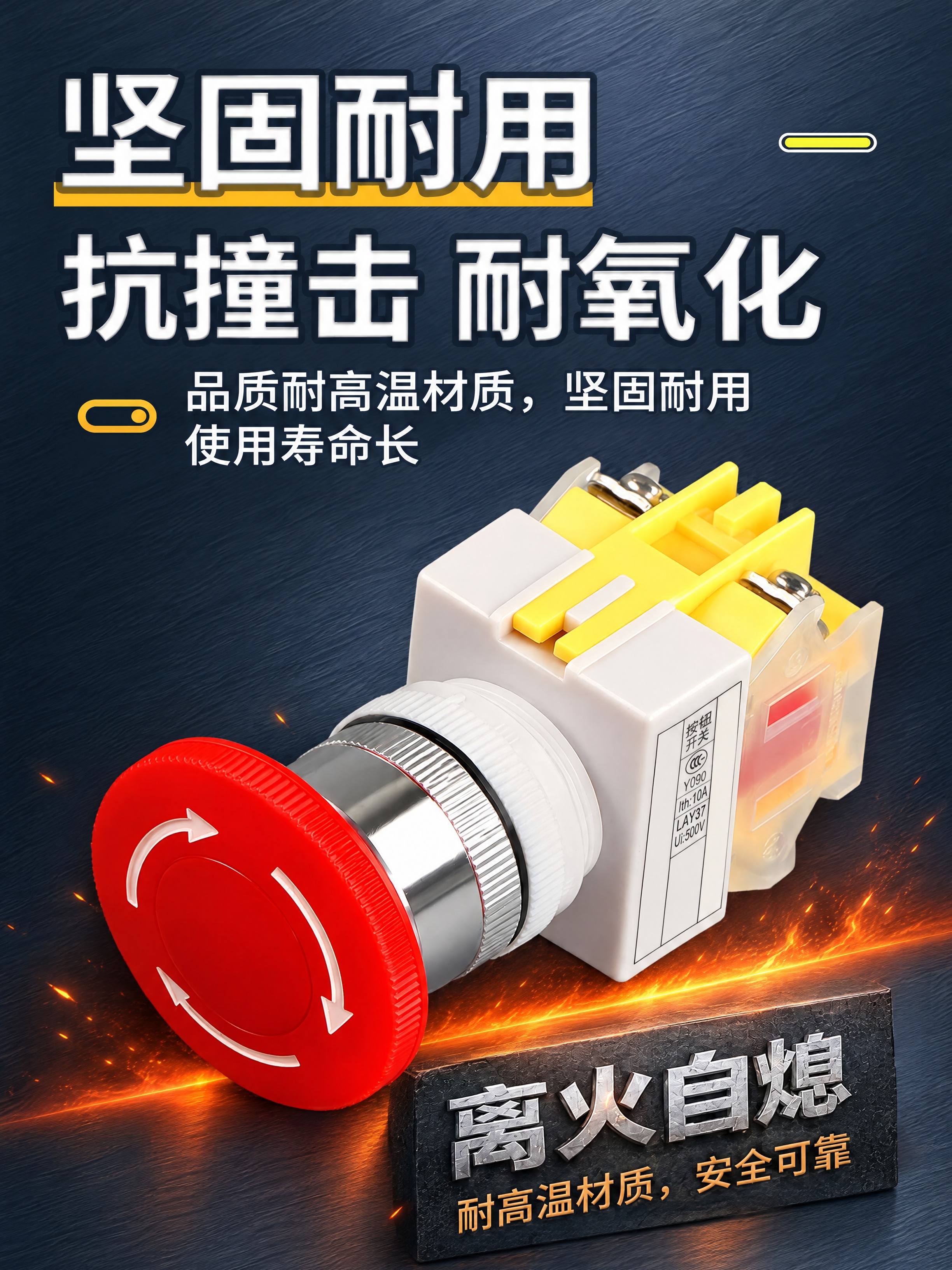 不要重新生成产品，红色蘑菇头按钮保持原样。中间红色蘑菇头急停按… - 图片创意预览