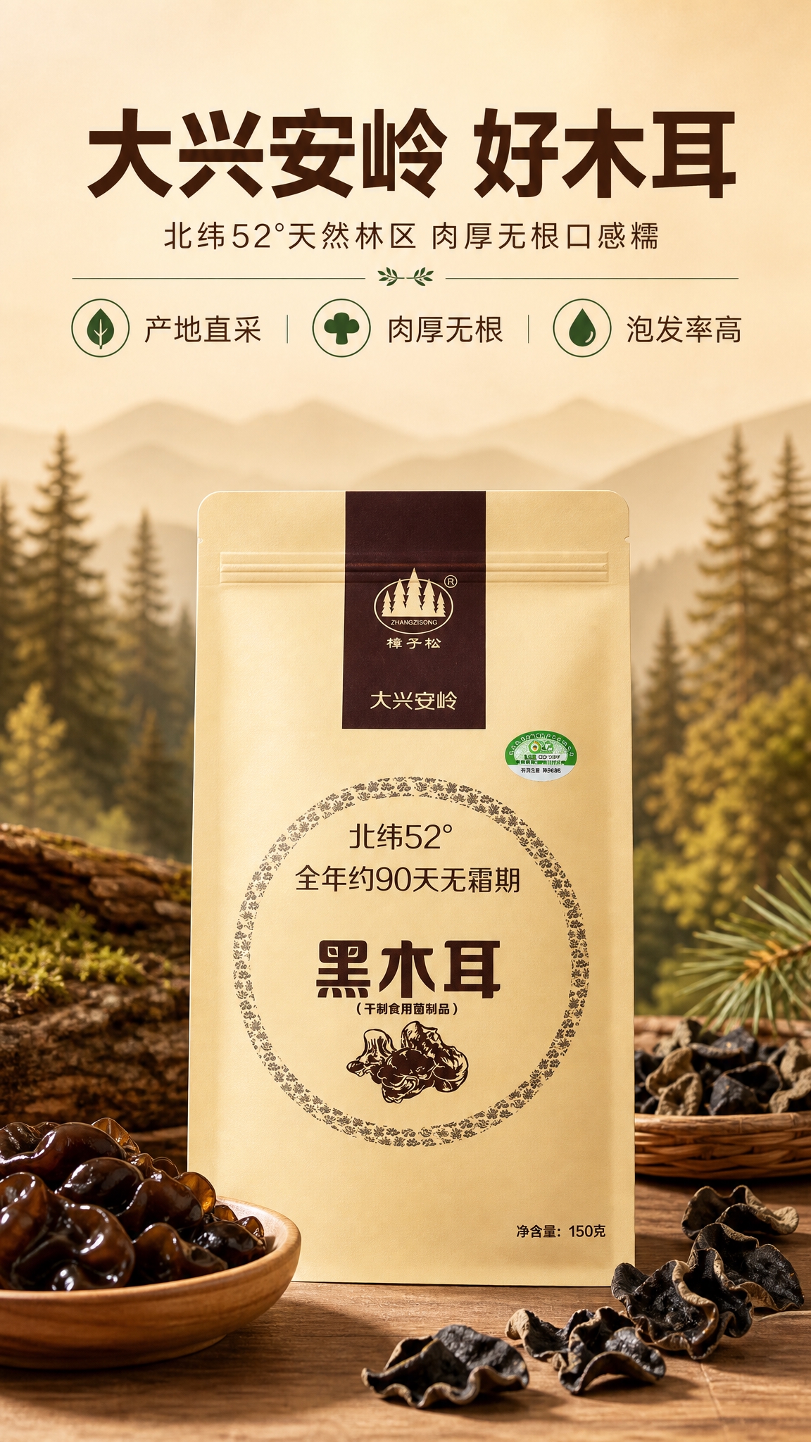 [商品] 使用【图1】樟子松黑木耳牛皮纸包装袋正面图；保留米黄… - 图片创意预览