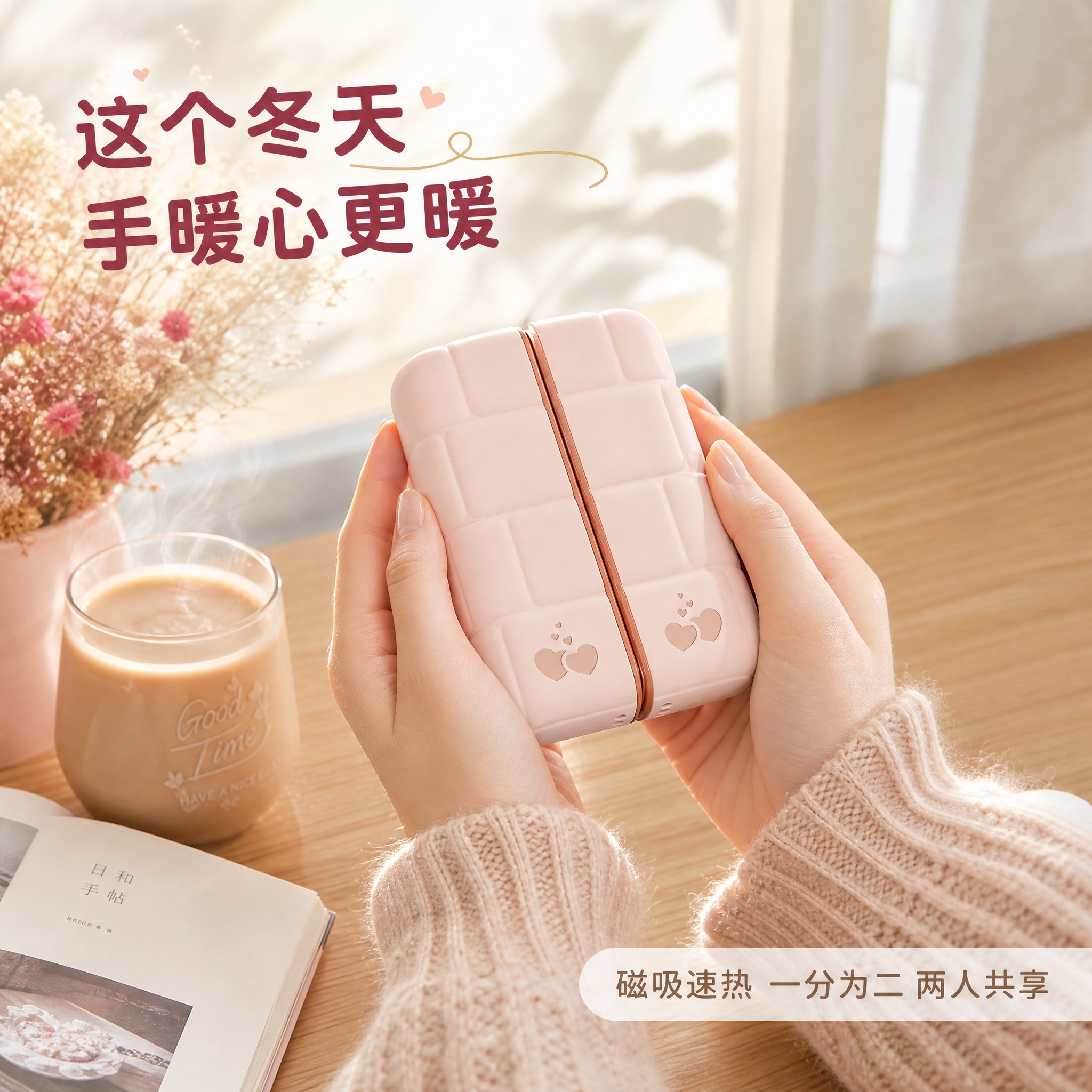 [主图-4] 真实使用场景，展示女生冬季日常手持暖手宝的温馨使… - 图片创意预览