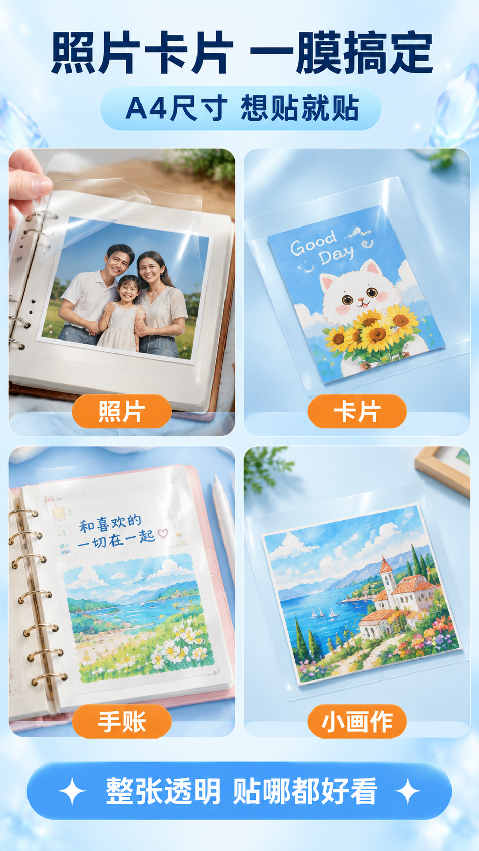 [第6张] 多场景应用：照片/卡片/手账/画作四宫格。 [商品… - 图片创意预览