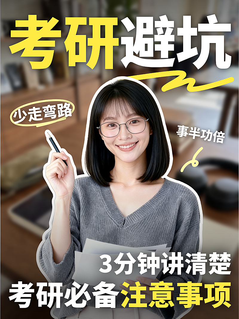 考研学历提升知识分享人像大字小红书封面