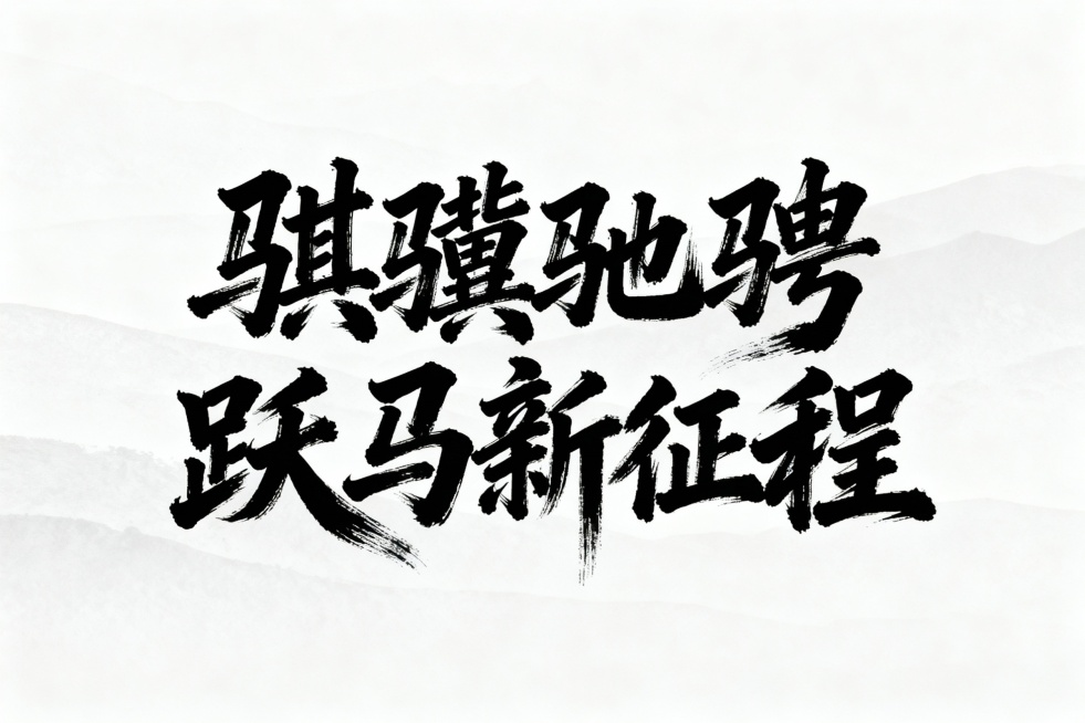 生成 骐骥驰骋  跃马新征程 书法字体 大气预览效果