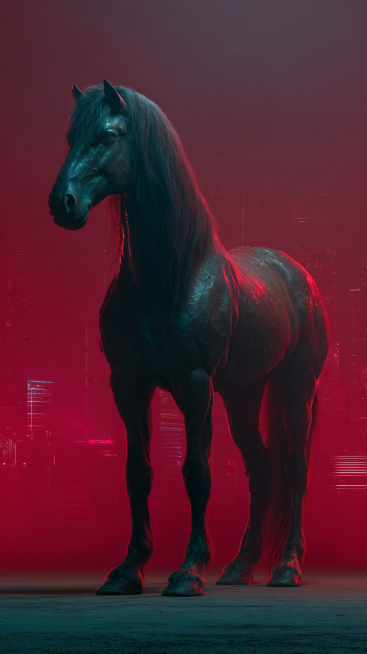 A well-built adult horse, with a clearly defined head, erect ears, bright and lively eyes, a long an预览效果