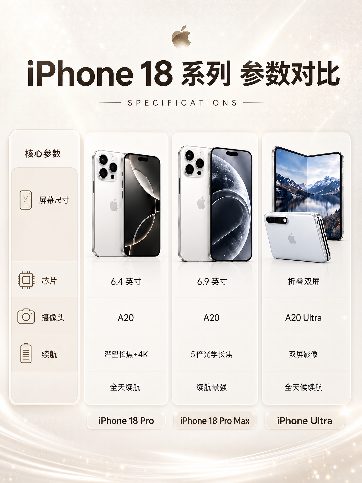 商业数码产品参数海报，3:4竖版，米杏暖白色浅色系背景，细腻柔… - 图片创意预览