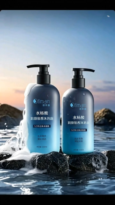 飞机窗视角，窗外有个老头骑着超级巨型水杨酸润滑留香沐浴露在外面追飞机，有飞行动态感，对着镜头喊：水杨酸润滑留香沐浴露！攀啊垢种，出汗都是香水味啊，男神家里都有的，买一个吧，无字幕，时长15秒预览效果