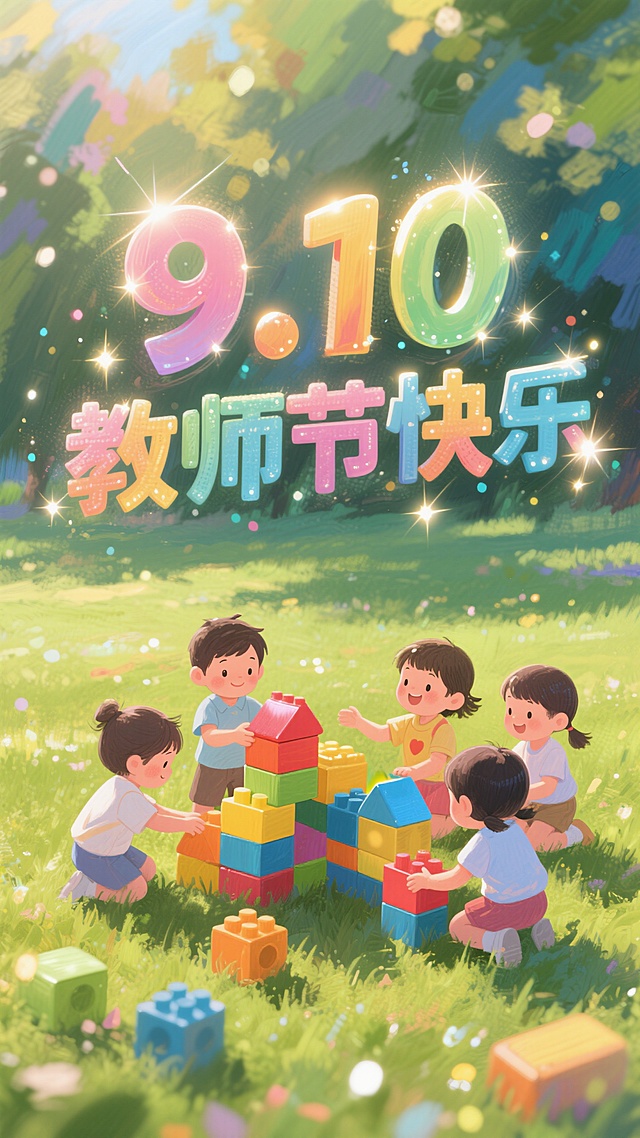 可爱的小朋友在玩，老师节快乐