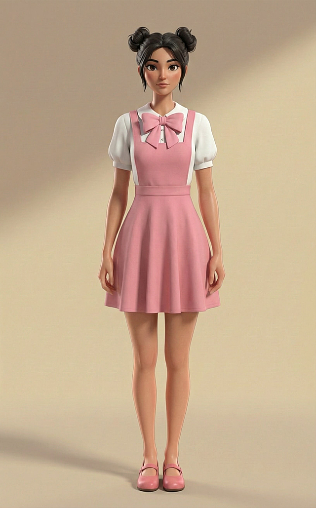 将图1中角色服饰发型替换成图2角色的服饰发型