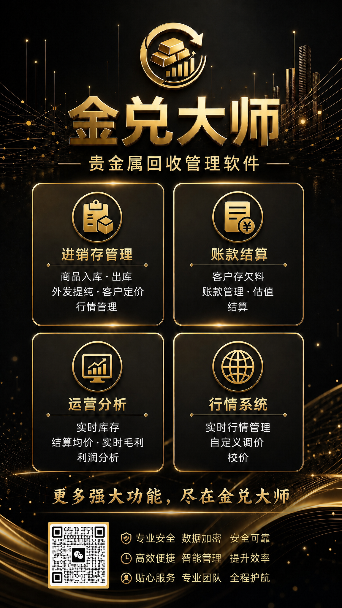 将海报左下角的"二维码占位"金色方块替换为真实的微信二维码图片… - 图片创意预览