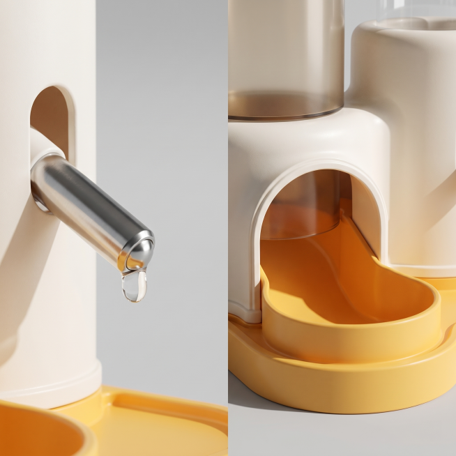 [Main Image 3] Functional highlight details close-up of the hamster automatic feeder. [Style Atmosph预览效果
