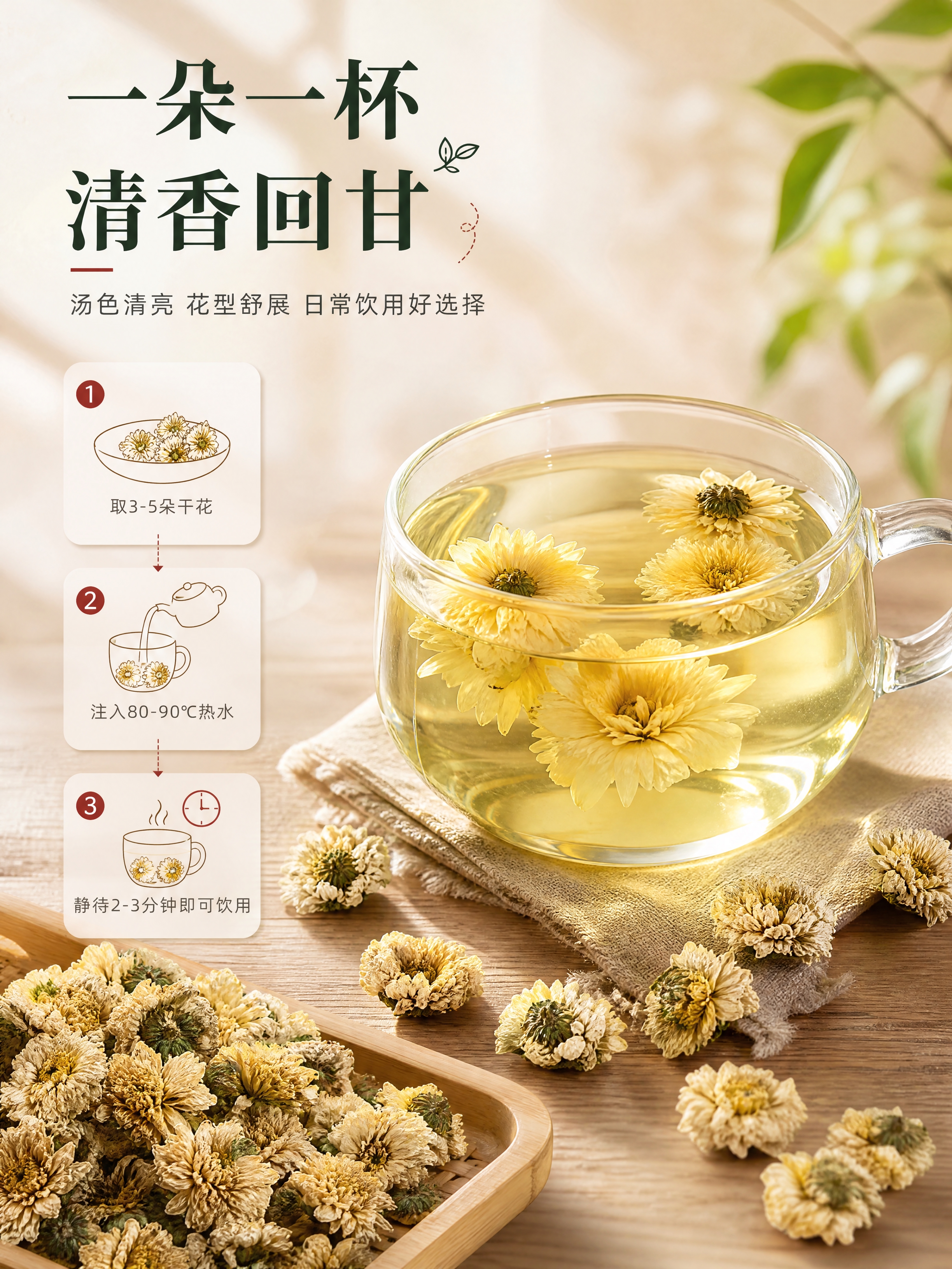 [商品] 使用【图1】盘中干菊花作为原料参考；保留干贡菊的花型… - 图片创意预览
