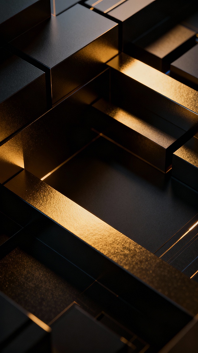 Futuristic crypto background with sculpted light and shadow, abstract geometric structures, cinematic lighting, dark luxury tone, minimal technology aesthetic, modern finance branding, no icons, no charts, no text