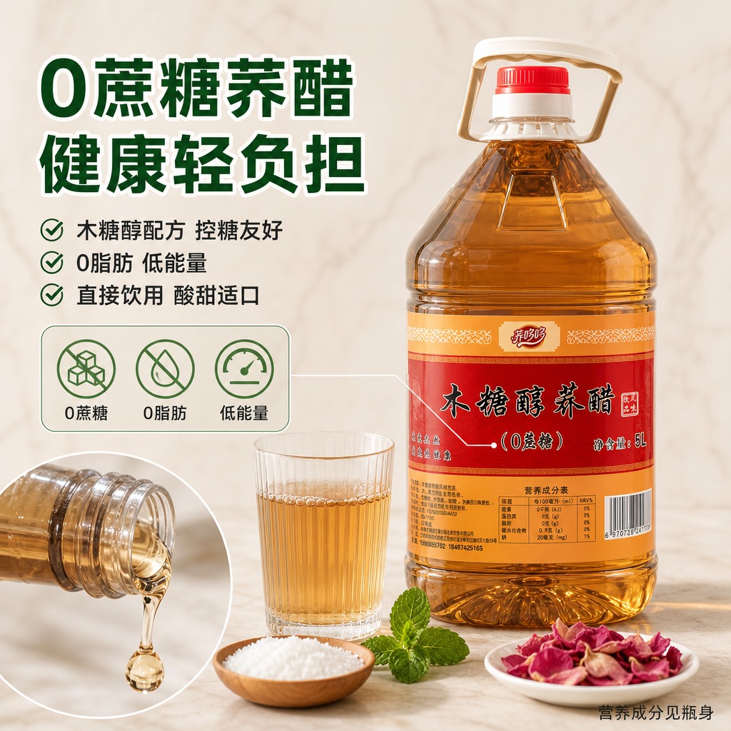 [主图-3] 0蔗糖配方与成分细节图，主题为木糖醇荞醋0蔗糖健… - 图片创意预览