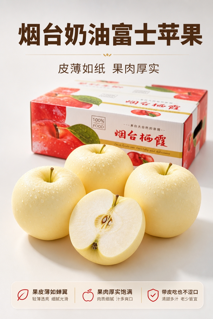 [商品] 使用【图1】【图3】中的烟台奶油富士苹果（含整果与切… - 图片创意预览