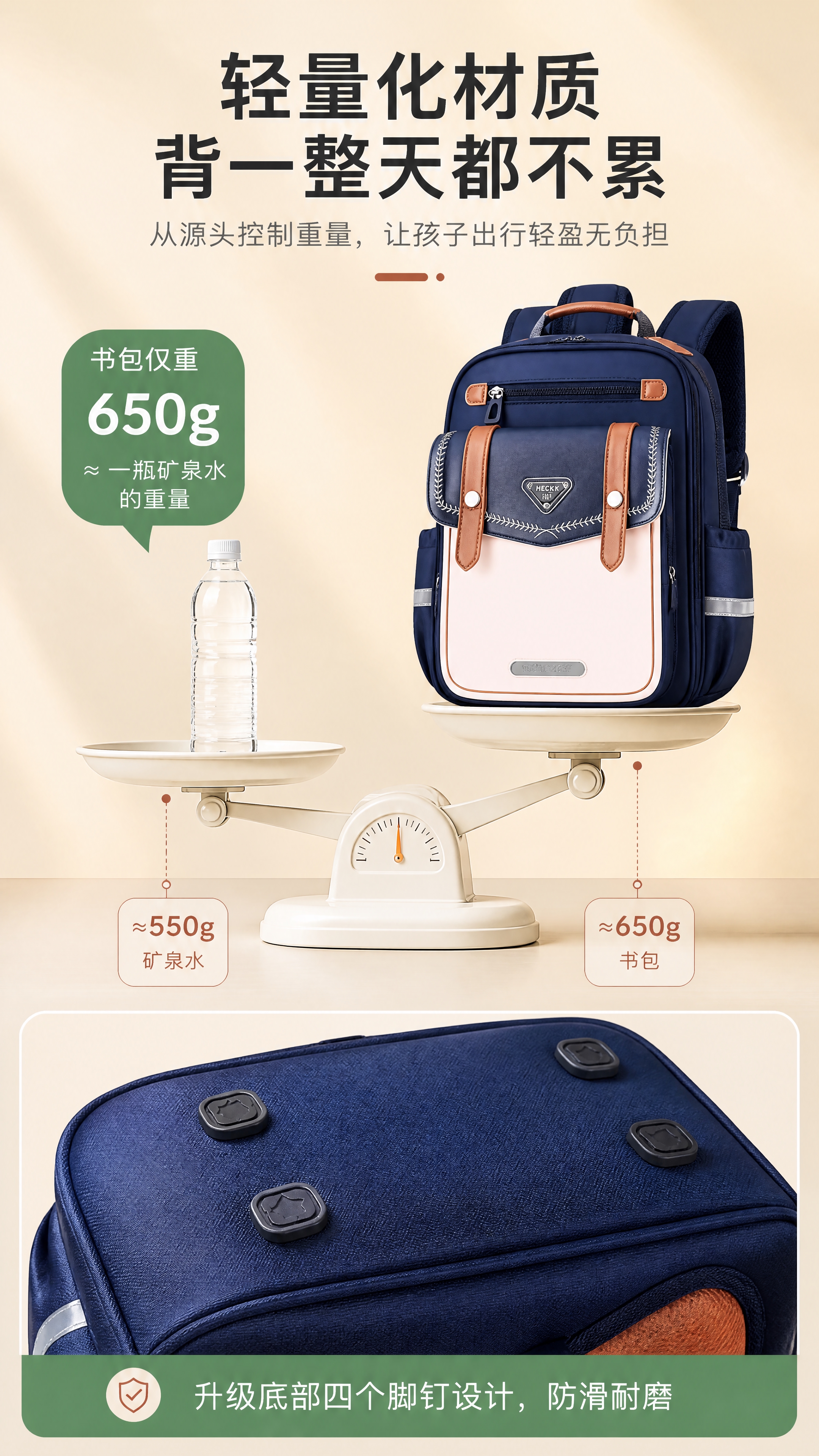 [商品] 使用【图7】宝蓝色小学生书包正面与底部脚钉；保留书包… - 图片创意预览
