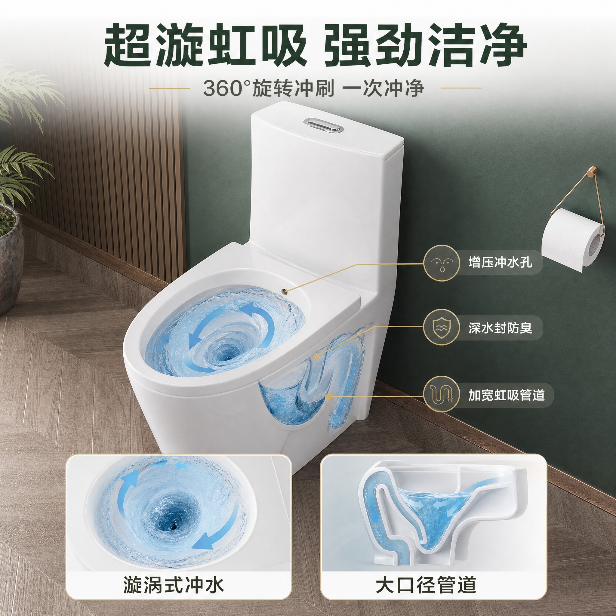 [主图-2] 主题：超漩虹吸冲水功能与结构原理展示。 [统一基… - 图片创意预览
