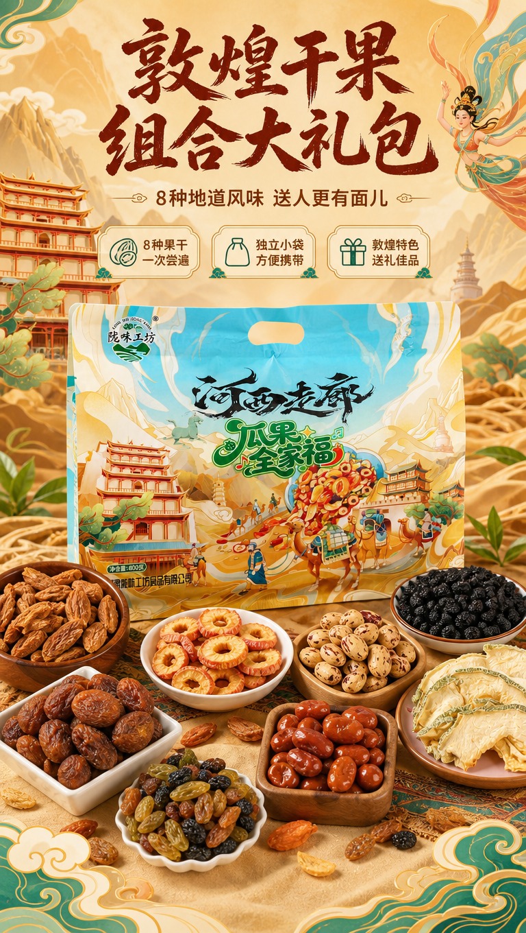 [商品] 使用【图1】【图2】【图3】敦煌干果组合大礼包外包装… - 图片创意预览