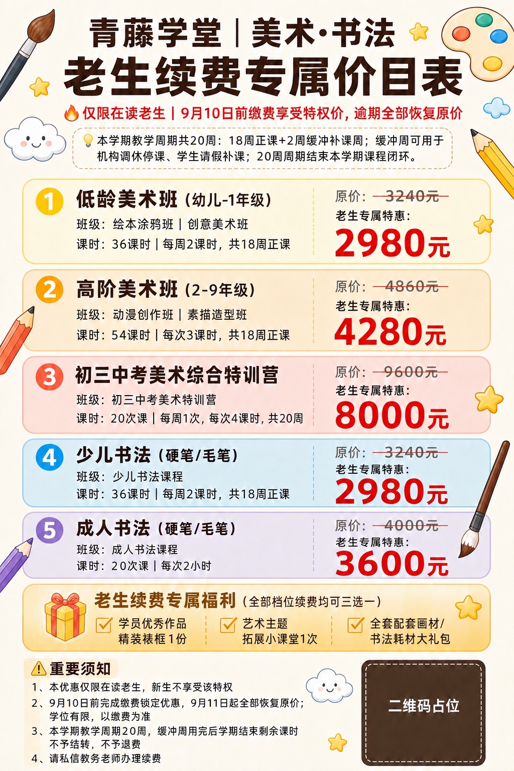 将海报中高阶美术班的价格修改为"4280元"，数字字体、颜色、… - 图片创意预览