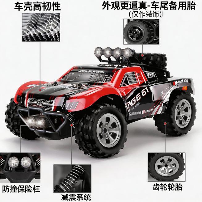 将图中所有英文替换为对应的中文：'High Toughness of Car Shell'改为'车壳高韧性'，'More Realistic Appearance - Spare Tire on Re预览效果