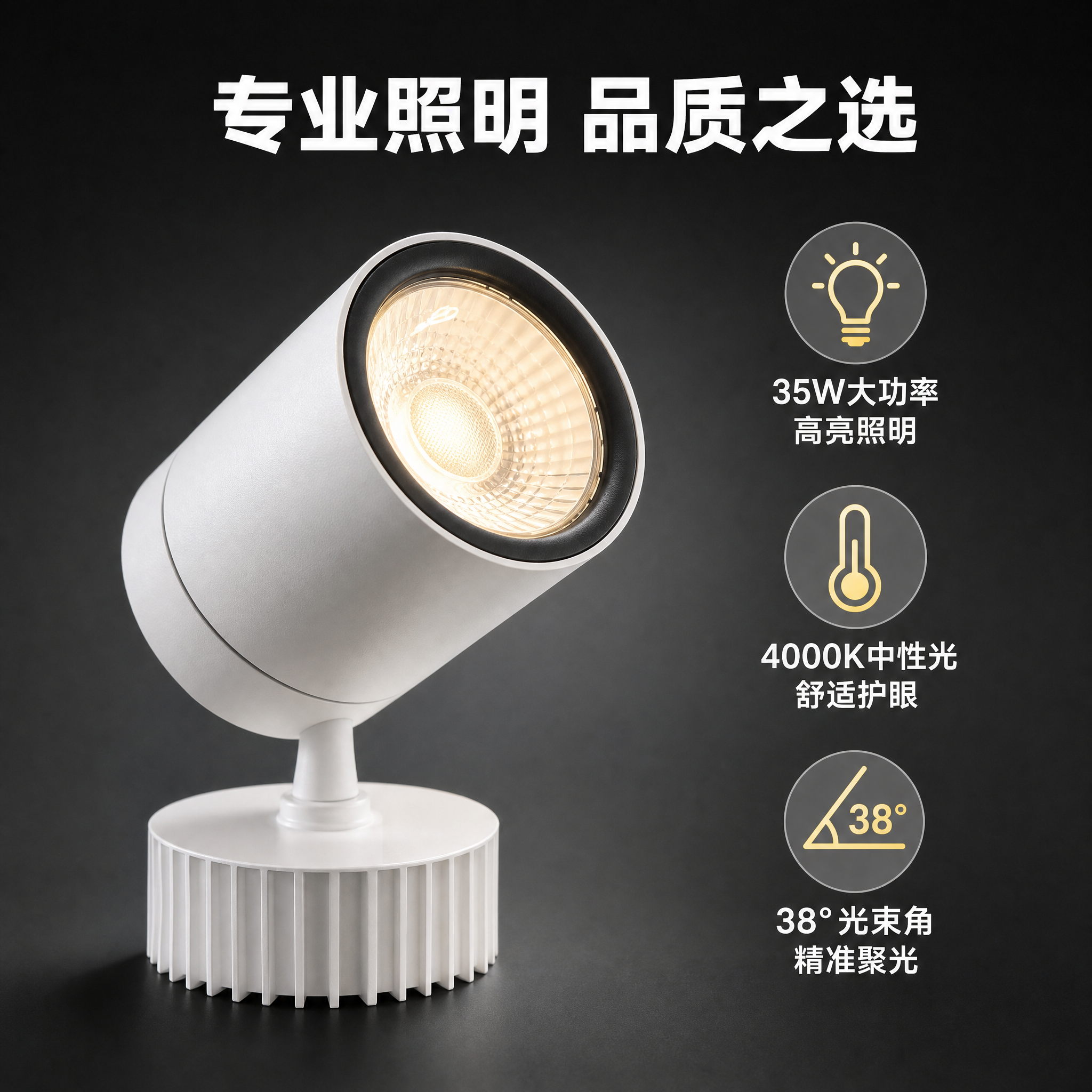 [主图-2] 三雄极光明智系列射灯核心卖点展示，突出产品材质与… - 图片创意预览