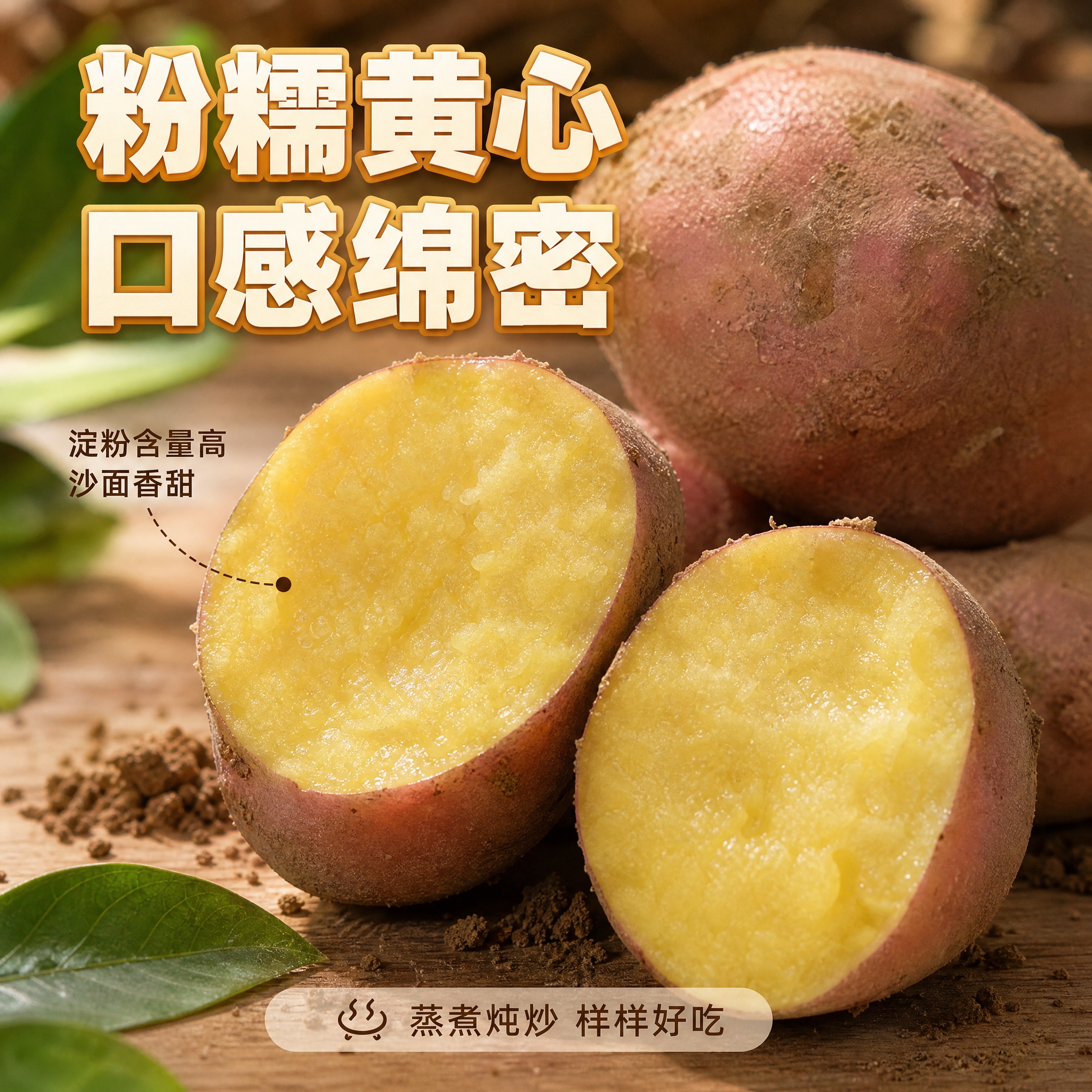 [主图-3] 细节特写 粉糯黄心 口感绵密 [统一基调] 整体… - 图片创意预览