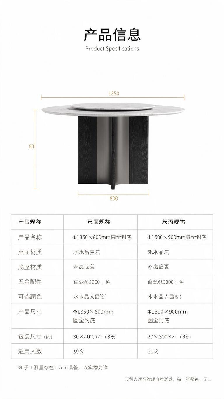 [第8张] 规格参数页-产品信息表，2种尺寸规格对照。本张使用… - 图片创意预览