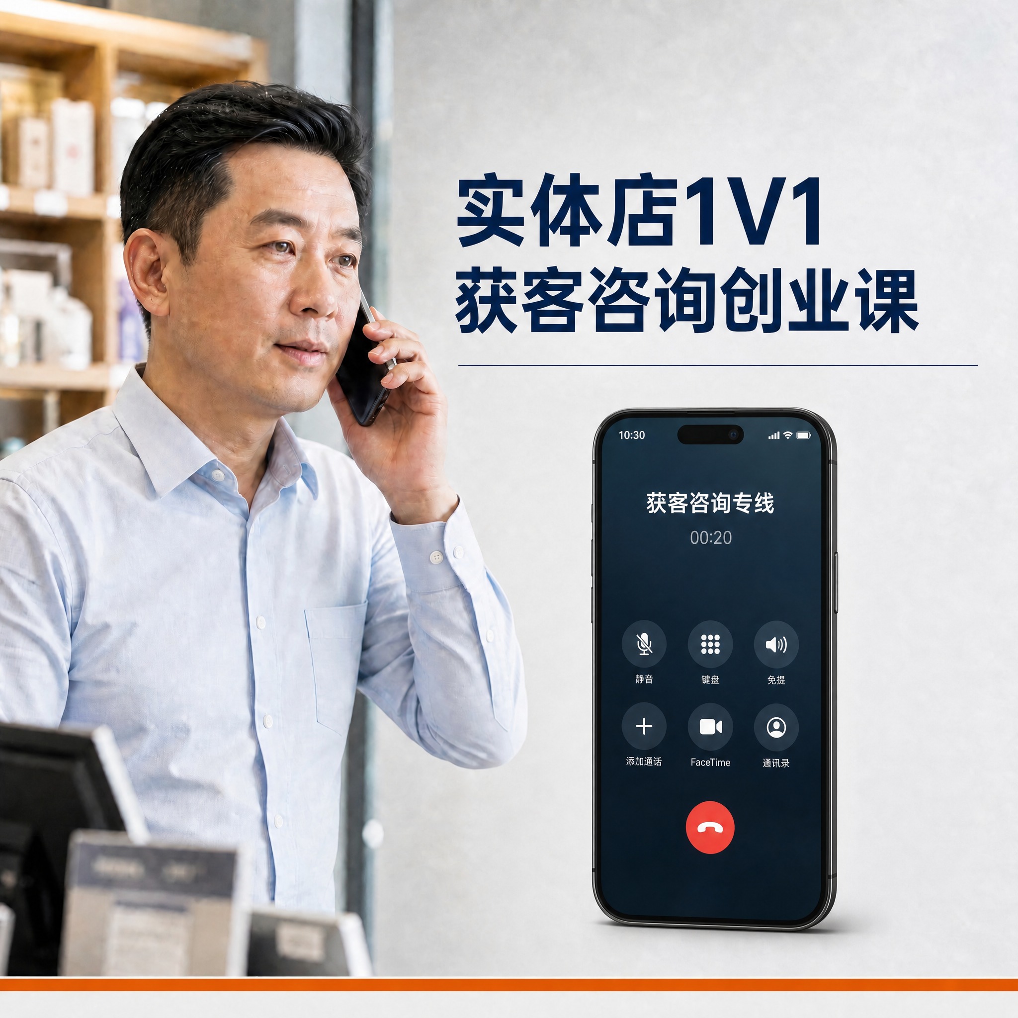 基于参考图进行修改：1. 将主标题"实体店1V1获客创业课"改… - 图片创意预览