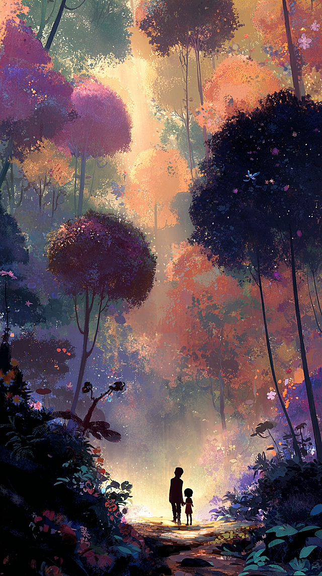 使用MJ V7生成吉卜力治愈风的组图，比例9:16