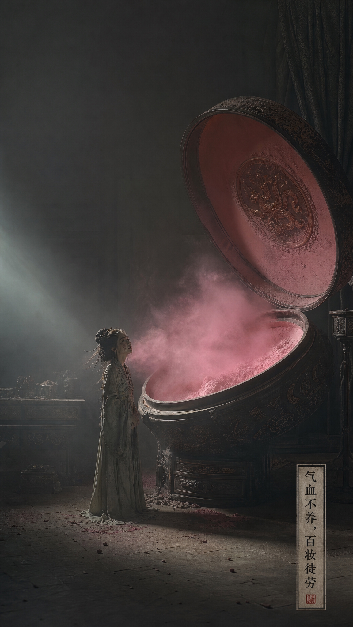 超写实摄影风格，国风神话场景，强烈光影对比。画面中央一个巨大的… - 图片创意预览