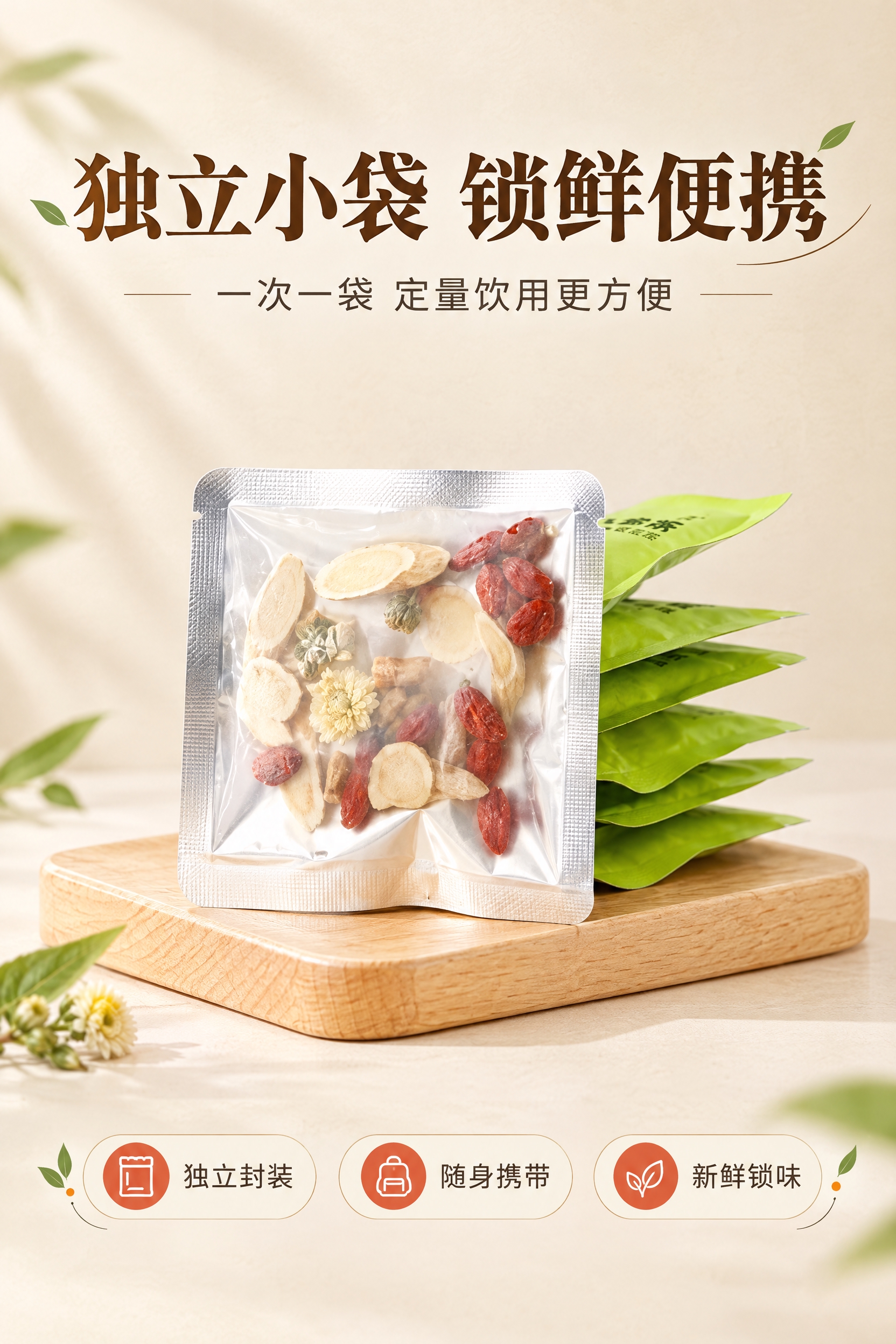 [商品] 使用【图2】独立小袋包装图；保留透明小袋内可见的原料… - 图片创意预览