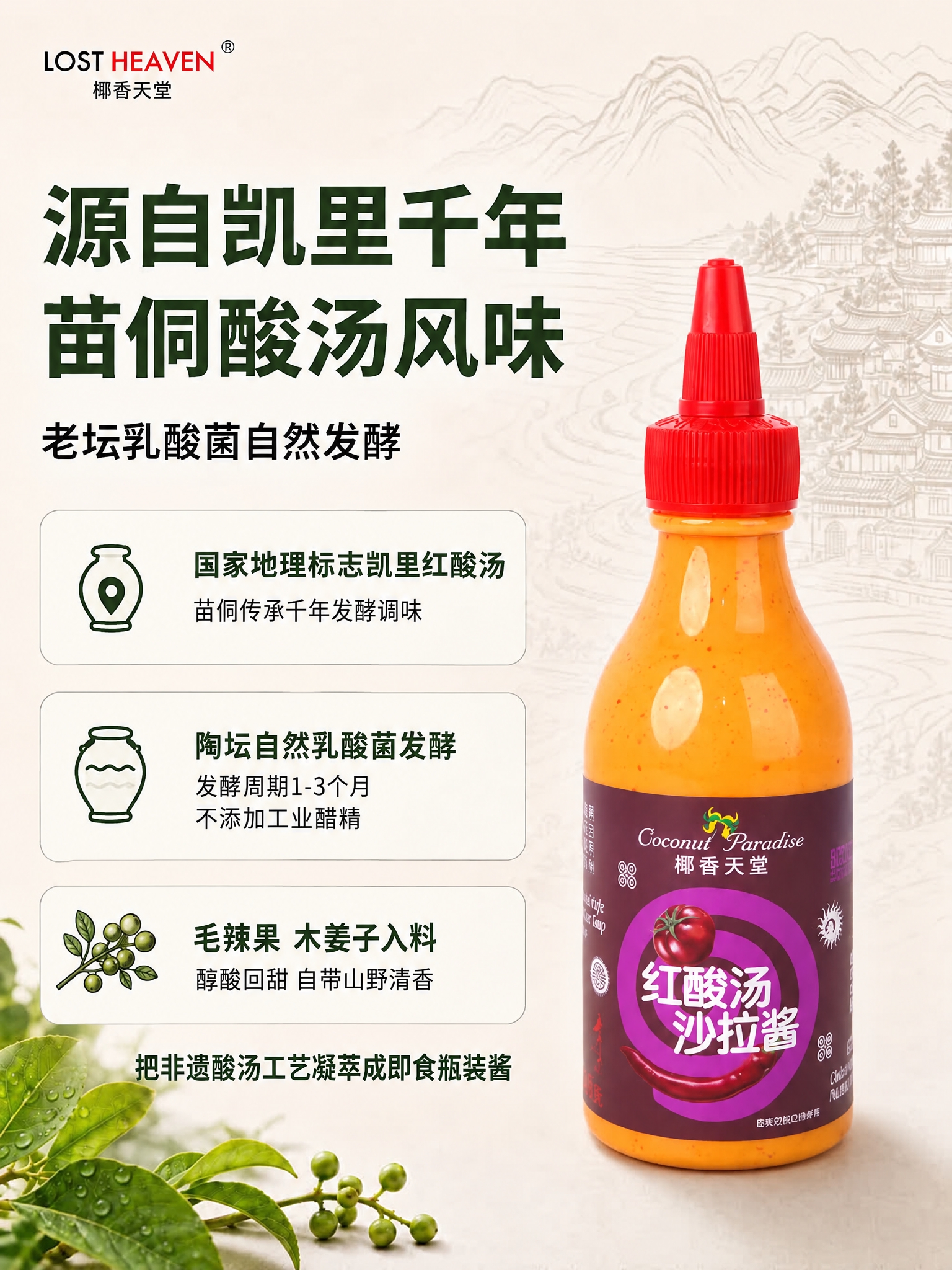 将图中的沙拉酱瓶子主体替换为参考图中的红酸汤沙拉酱瓶，保持原瓶… - 图片创意预览