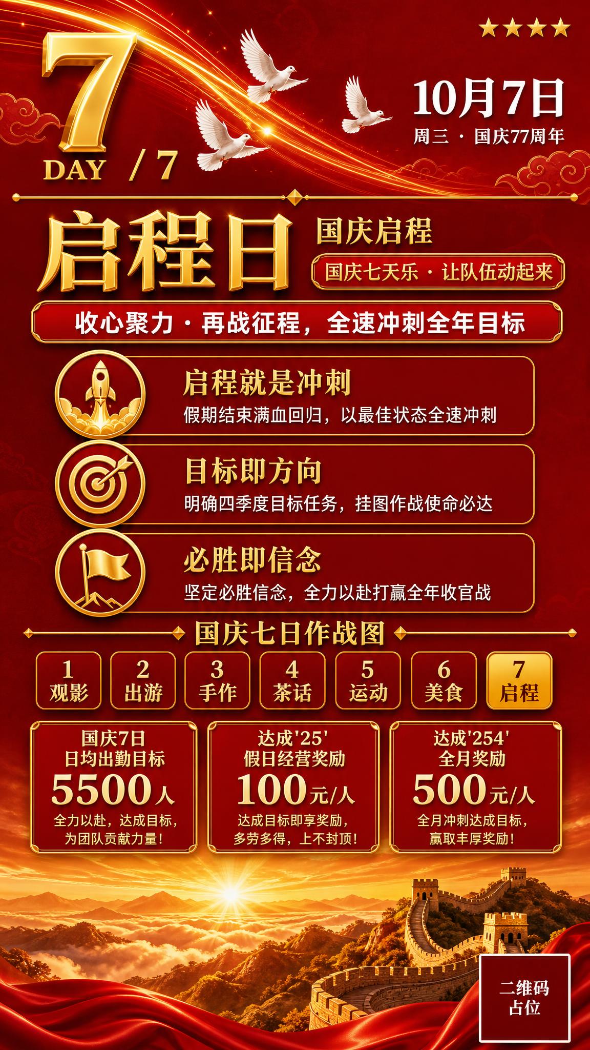 国庆主题竖版海报，红金大气风格，9:16竖版。顶部深红色渐变背… - 图片创意预览
