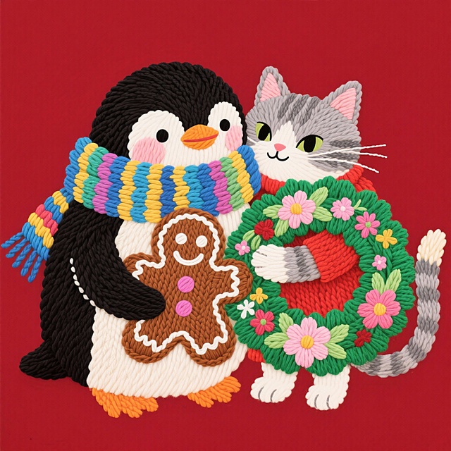 圣诞毛线绣元素