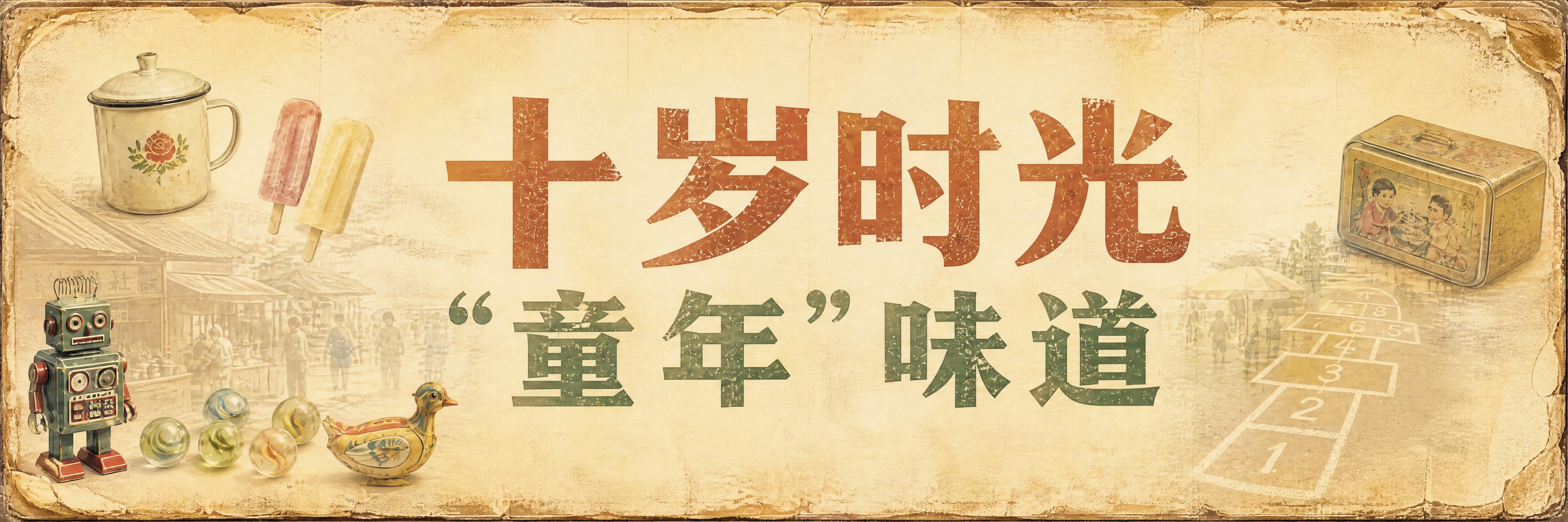 基于参考图的复古风格横幅，保留八九十年代旧报纸泛黄做旧质感，但… - 图片创意预览