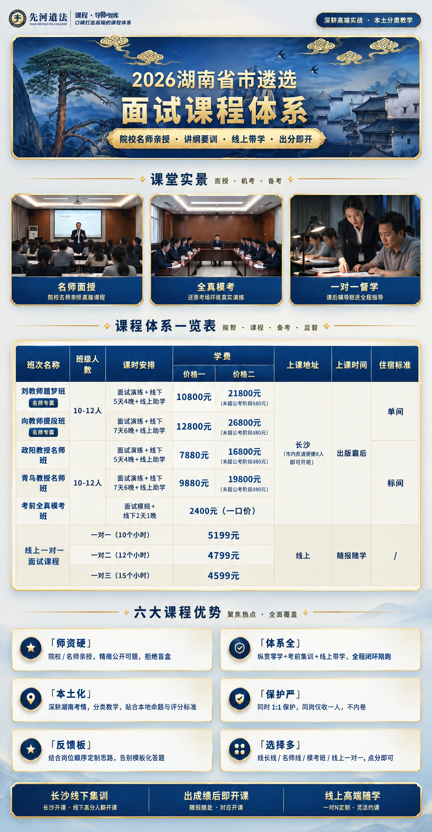 将这张课程体系海报的整体配色重新调整为蓝金色系，以深邃藏蓝色为… - 图片创意预览
