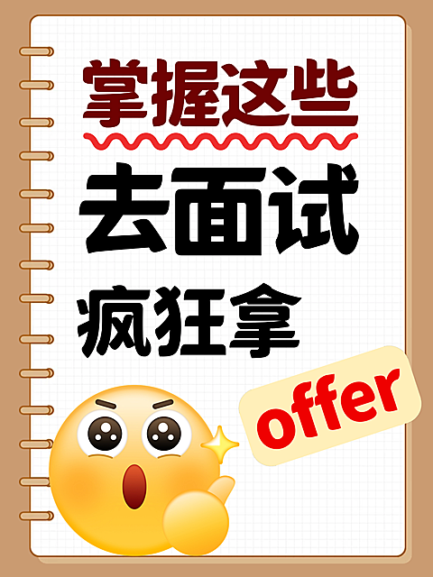 黄白色大字报风面试指南小红书封面
