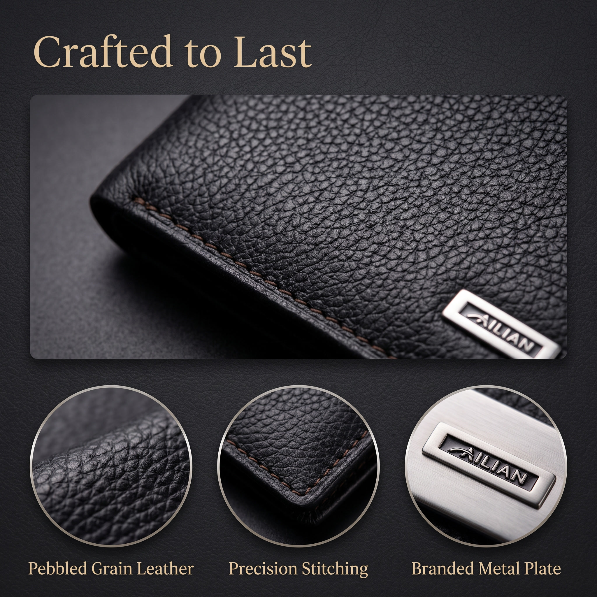 [主图3] Premium Leather Bifold Wa… - 图片创意预览