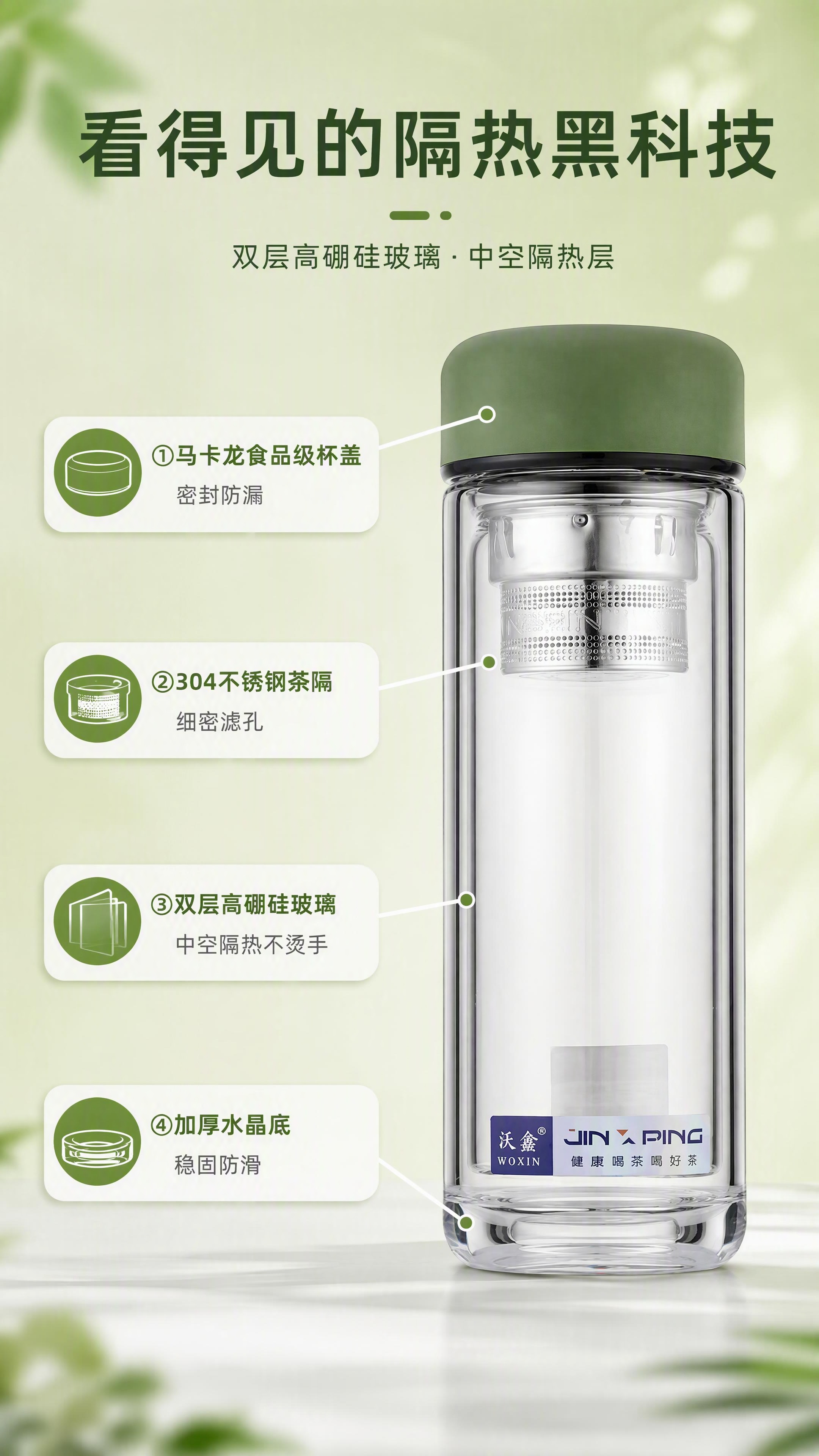 [第3张] 详情页结构解析页-茶然记森林绿款双层玻璃杯内部结构… - 图片创意预览